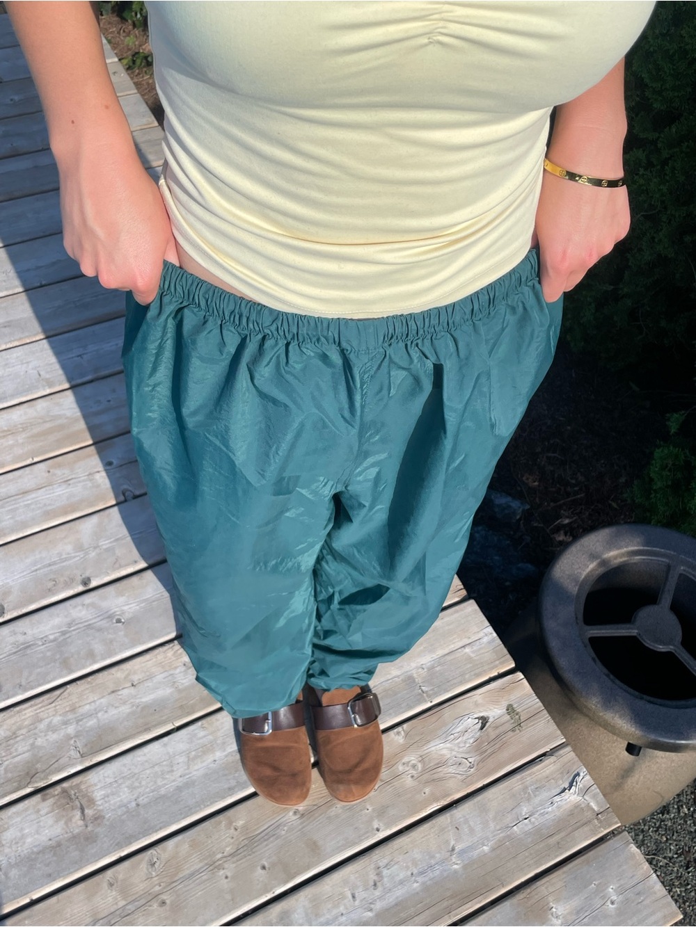 Teal Elastic-Waist Windbreaker Hiking Pants - Picture 1 of 4